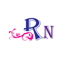 Initial RN letter luxury beauty flourishes ornament monogram logo Swoosh Letter Logo Design for business and company identity. Water Wave RN Logo with modern trendy