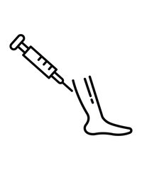 man foot with injection icon, vector best line icon.