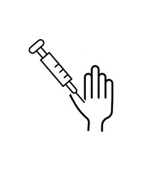 Fototapeta premium hand with injection icon, vector best line icon.