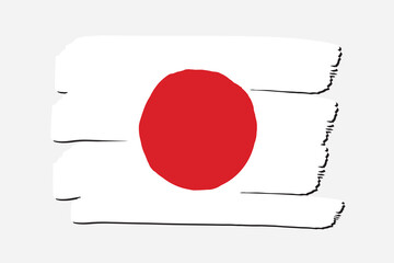 Japan Flag with colored hand drawn lines in Vector Format