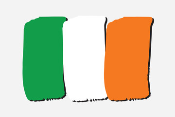 Ireland Flag with colored hand drawn lines in Vector Format