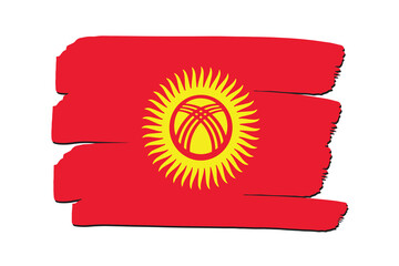 Kyrgyzstan Flag with colored hand drawn lines in Vector Format