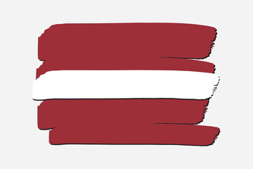Latvia Flag with colored hand drawn lines in Vector Format