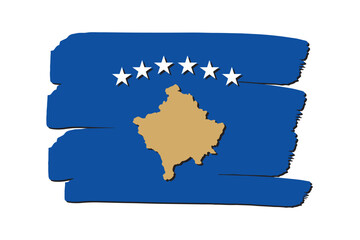 Kosovo Flag with colored hand drawn lines in Vector Format