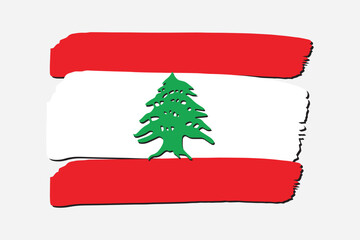 Lebanon Flag with colored hand drawn lines in Vector Format