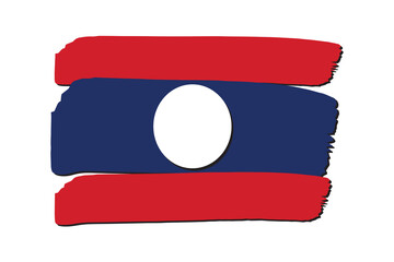 Laos Flag with colored hand drawn lines in Vector Format