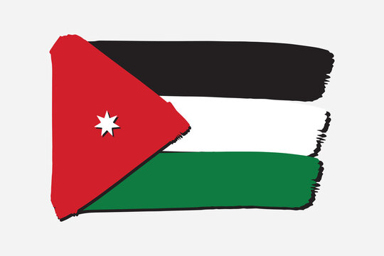 Jordan Flag with colored hand drawn lines in Vector Format