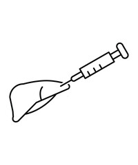 liver with injection icon, vector best line icon.