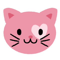 Line drawing of a pink cat with a cute face, illustrations, elements, banners, cute style