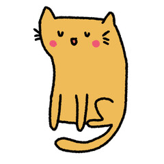 Line drawing of a yellow cat with a cute face, illustrations, elements, banners, cute style