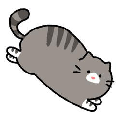 Line drawing of a gray cat with a cute face, illustrations, elements, banners, cute style
