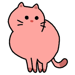 Line drawing of a orange cat with a cute face, illustrations, elements, banners, cute style