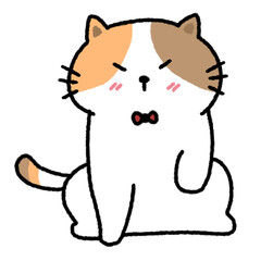 Line drawing of a white and orange cat with a cute face, illustrations, elements, banners, cute style