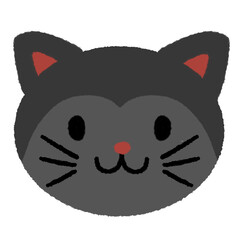Line drawing of a black cat with a cute face, illustrations, elements, banners, cute style