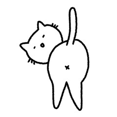 Hand-painted black line art, cute face cat, illusion, piece, banner, cute style.