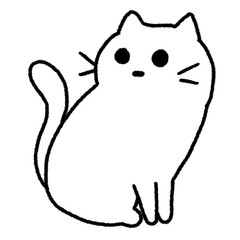 Hand-painted black line art, cute face cat, illusion, piece, banner, cute style.