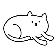 Hand-painted black line art, cute face cat, illusion, piece, banner, cute style.