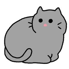 Line drawing of a gray cat with a cute face, illustrations, elements, banners, cute style