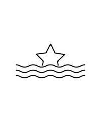 water with star icon, vector best line icon.