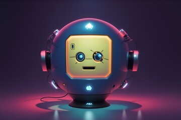 Naklejka premium AI Chatbot Companion: Conversational Robot in 3D Render