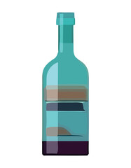 Wine bottle icon on flat blue backdrop
