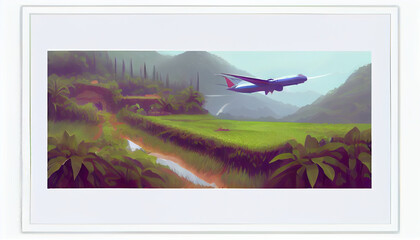 Generative AI airplane flying in the sky