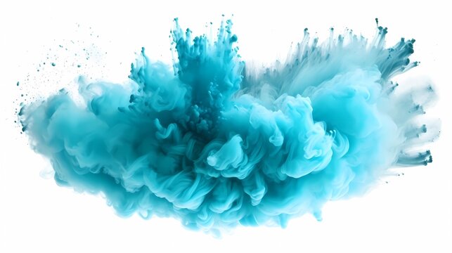 Fond abstrait &eacute;clabouss&eacute; de poudre. Explosion de poudre bleue. Nuage color&eacute;. Poussi&egrave;re color&eacute;e qui explose.