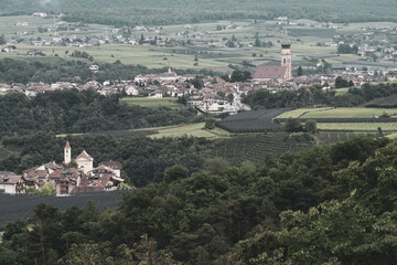 beautiful views of the surrounding mountains seen from Eppan in South Tyrol