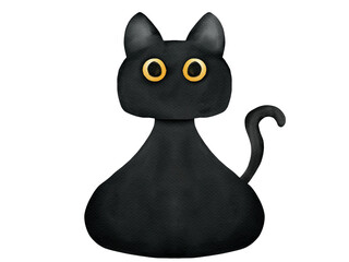 cute black cat halloween decoration element watercolor