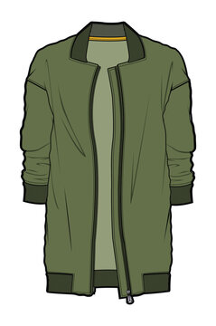 olive green bomber jacket front view clip art preview