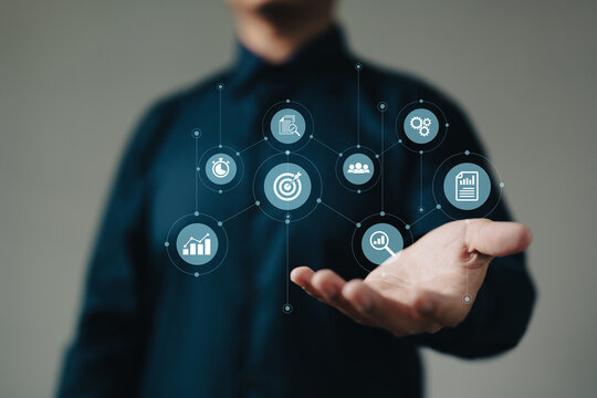 The business plan includes key performance indicators (KPIs) that the businessman offers, highlighting the concept of performance management in achieving business goals and objectives.