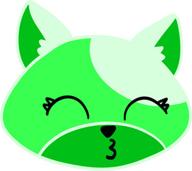 Green cat face
