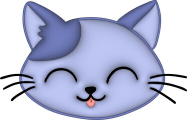3D Blue cat face