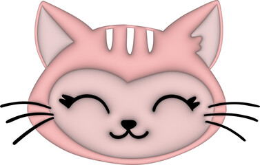 3D cute pink cat face