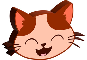 3D Brown smile cat face