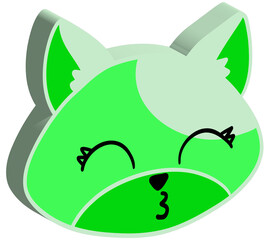 Fototapeta premium 3D green cat face