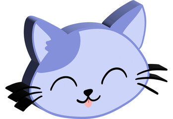 3D Blue cat face