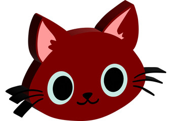 3d Dark red cat face