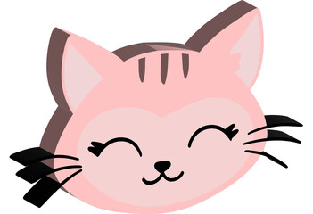 3D Pink cat face