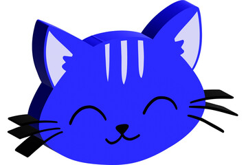 3D Blue cat face