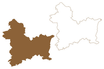 Linz-Land district (Republic of Austria or Österreich, Upper Austria or Oberösterreich state) map vector illustration, scribble sketch Bezirk Linz Land map