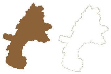 Fototapeta premium Gmunden district (Republic of Austria or Österreich, Upper Austria or Oberösterreich state) map vector illustration, scribble sketch Bezirk Gmunden map