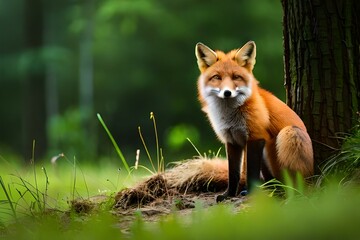 Naklejka na ściany i meble Wildlife in Forest, Fox