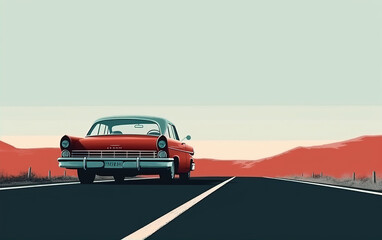 Obraz na płótnie Canvas Illustration of vintage cars,created with generative ai tecnology.