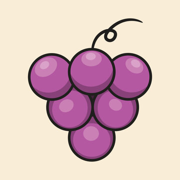 The Fresh Purple Grape. Isolated Vector Illustration