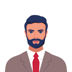 Businessman portrait. Elegant man in business suit. Employee of business institution in uniform. Man office worker. Business avatar profile picture. Vector illustration.