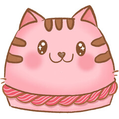 Cute Cat Macaron Drawing