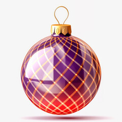 Christmas bauble ornament on white and red background. Generative AI.
