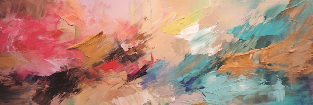 Abstract pastel color oil paint texture background, banner, generative AI