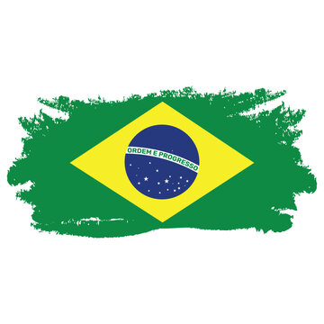 Paint brash art Flag of Brazil.